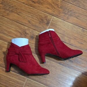 East 5th Red Heeled Boots with Bow Detail